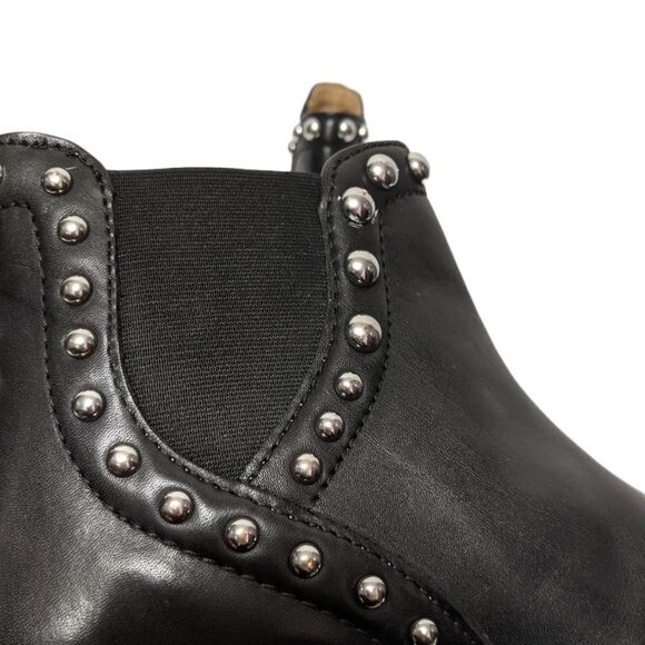 NWOT ZARA Black Leather Studded Moto Biker Chelsea Boots 39 - Picture 2 of 7